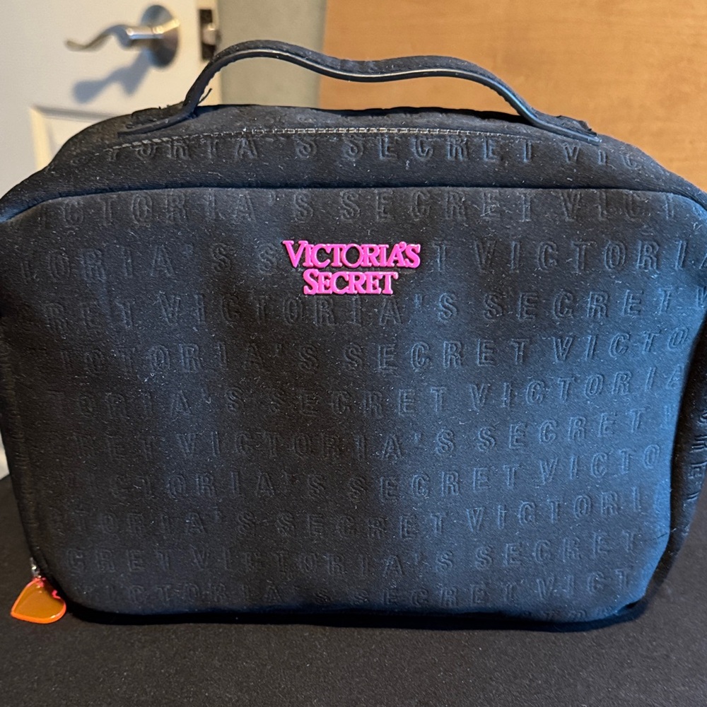 Victoria's Secret Black Travel Cosmetic Case with Pink Logo